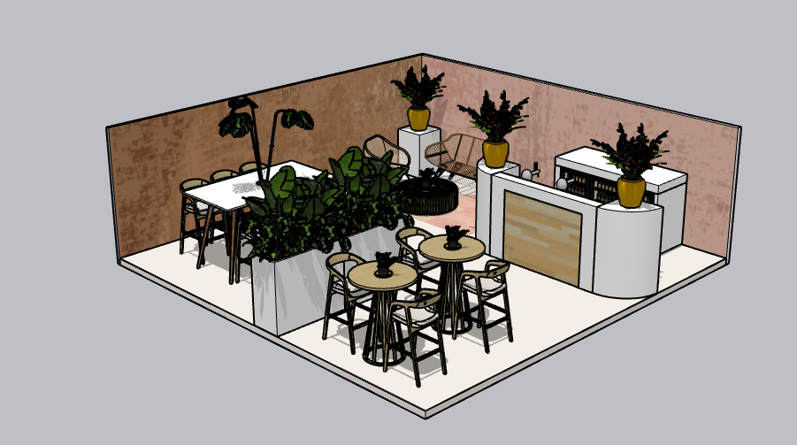 3D-impressie van een beursstand van 36 m²